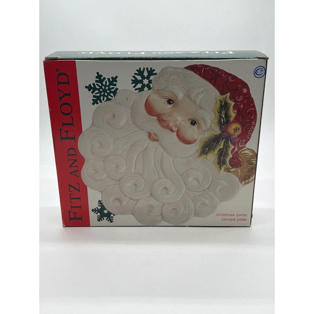 Fitz and Floyd Essentials Noel Classique Christmas Santa Canape Plate 9.5
